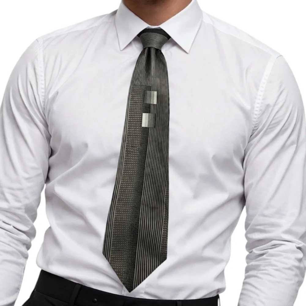 Don Jonathan Men's Black Gold Patterned 100% Silk Tie -